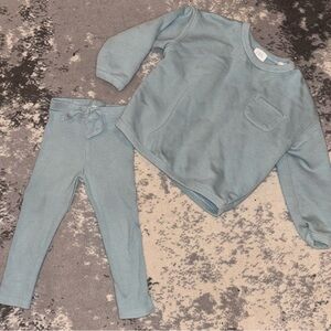 Zara Toddler Girl Teal Leggings and Sweatshirt Set
